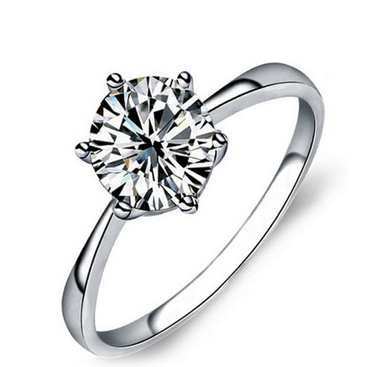 925 Silver Six-Prong Zirconia Engagement Ring