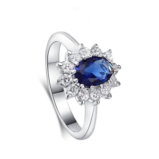 High-End Blue Zircon Engagement Ring