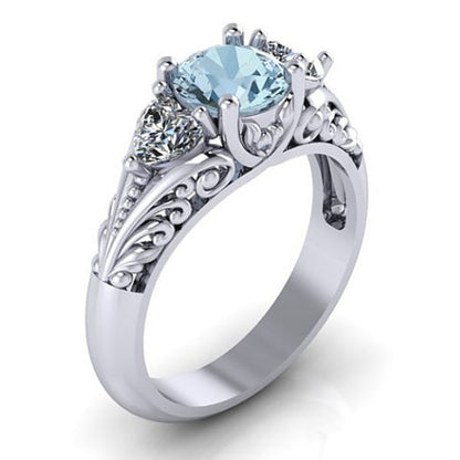 Diamond and Sapphire European Engagement Ring