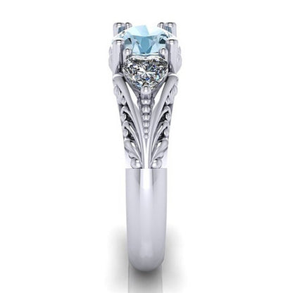 Diamond and Sapphire European Engagement Ring